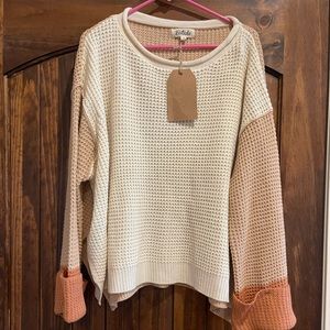 NWT Colorblock waffle sweater